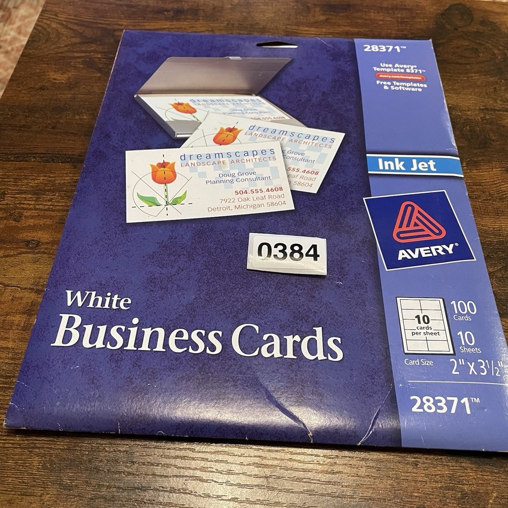 ✅Avery 28371 Inkjet Business Cards Matte White 100pk 10 per Sheet #️⃣0384
